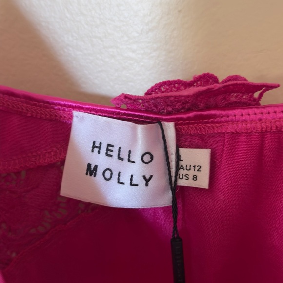 HELLO MOLLY MAGNETIC CONNECTION SATIN MINI DRESS PINK Size Large (8) NWT - Picture 10 of 12